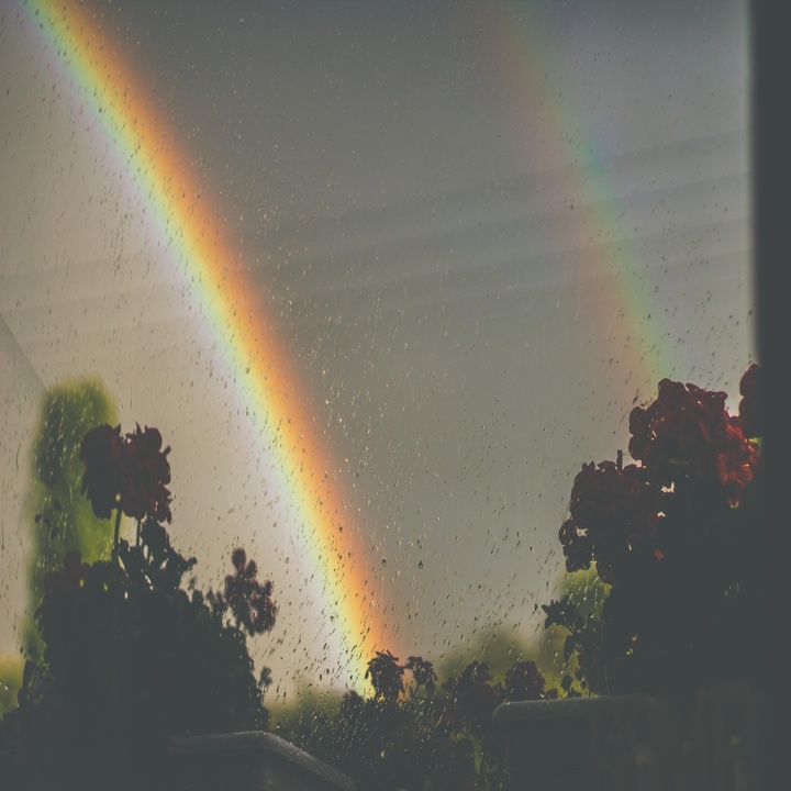 Behind Clouds - Double Rainbow