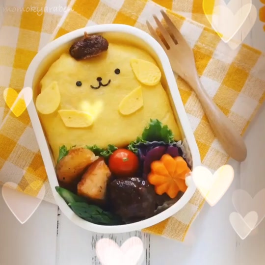 爪楊枝は使ってないです ポムポムプリン オムライス キャラ弁 Tiktokレシピ お弁当