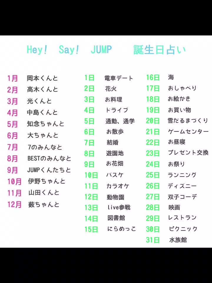 25 Hey Say Jump 誕生 日 占い