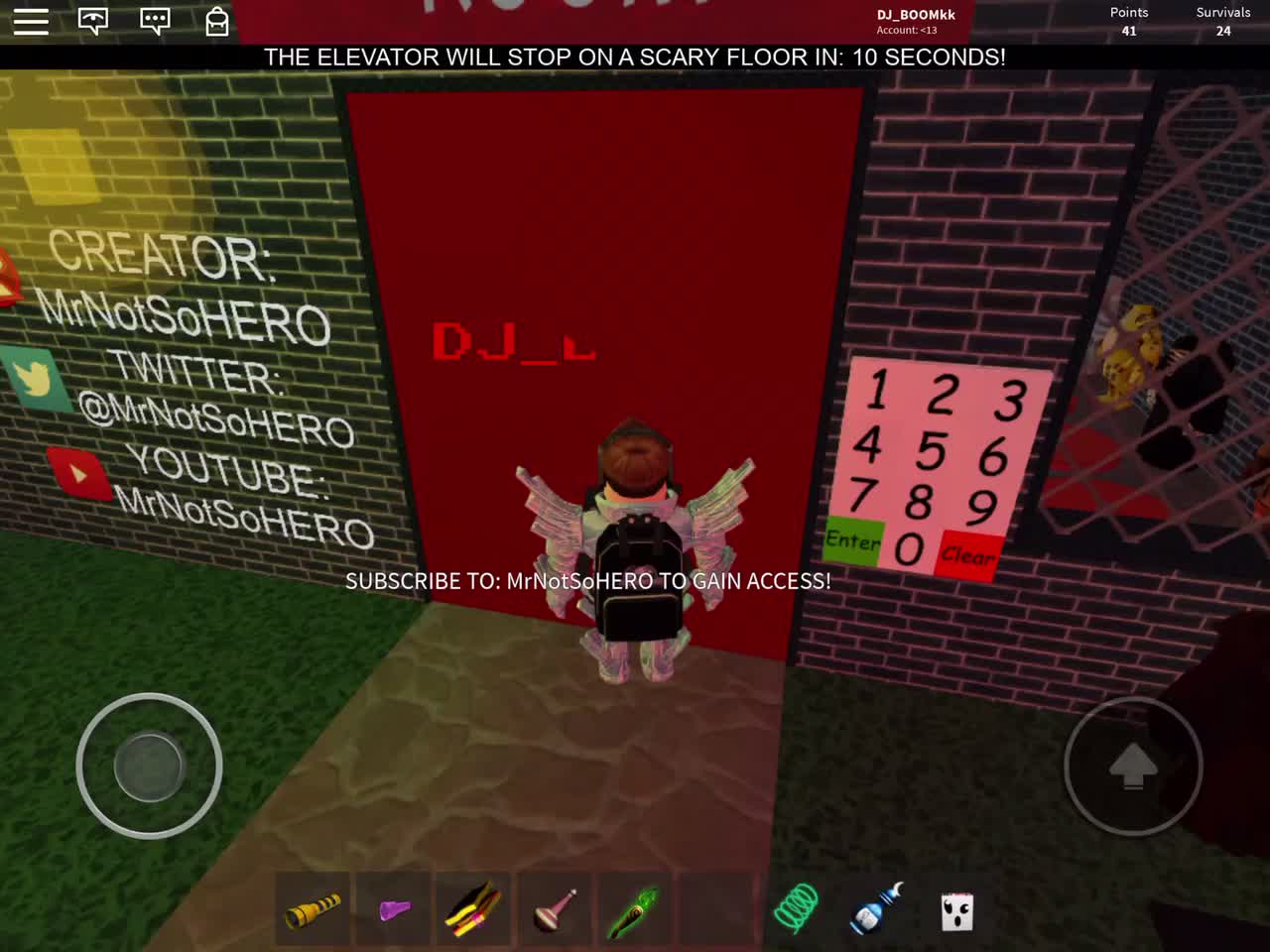 Mrnotsohero Mrnotsohero S Subscriber Code In The Scary Elevator - roblox the scary elevator badges